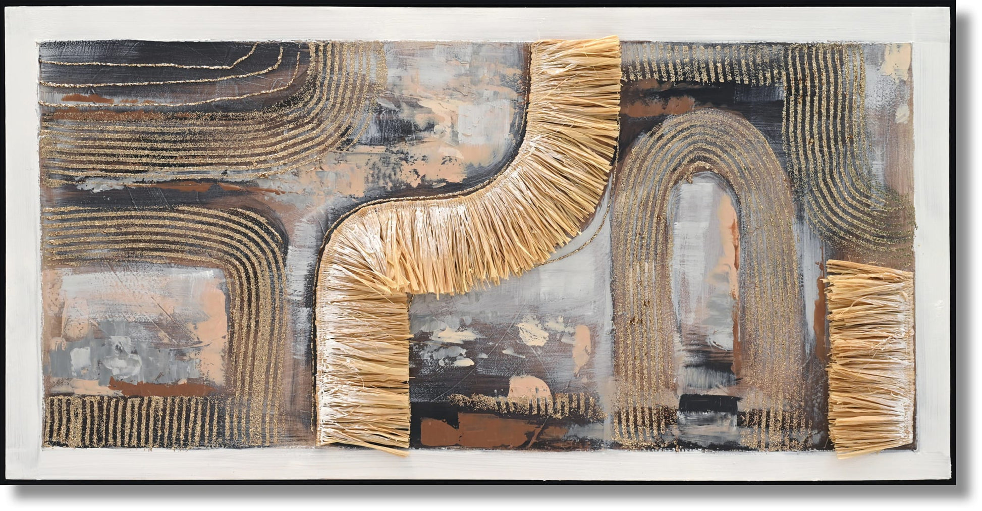 ''Golden Arches Textural Abstract'' Textured Canvas in Frame