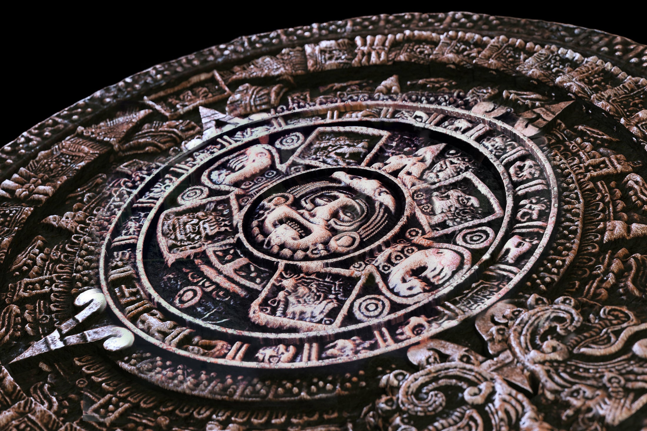 ''Mayan Calendar Rhinestones'' Tempered Glass