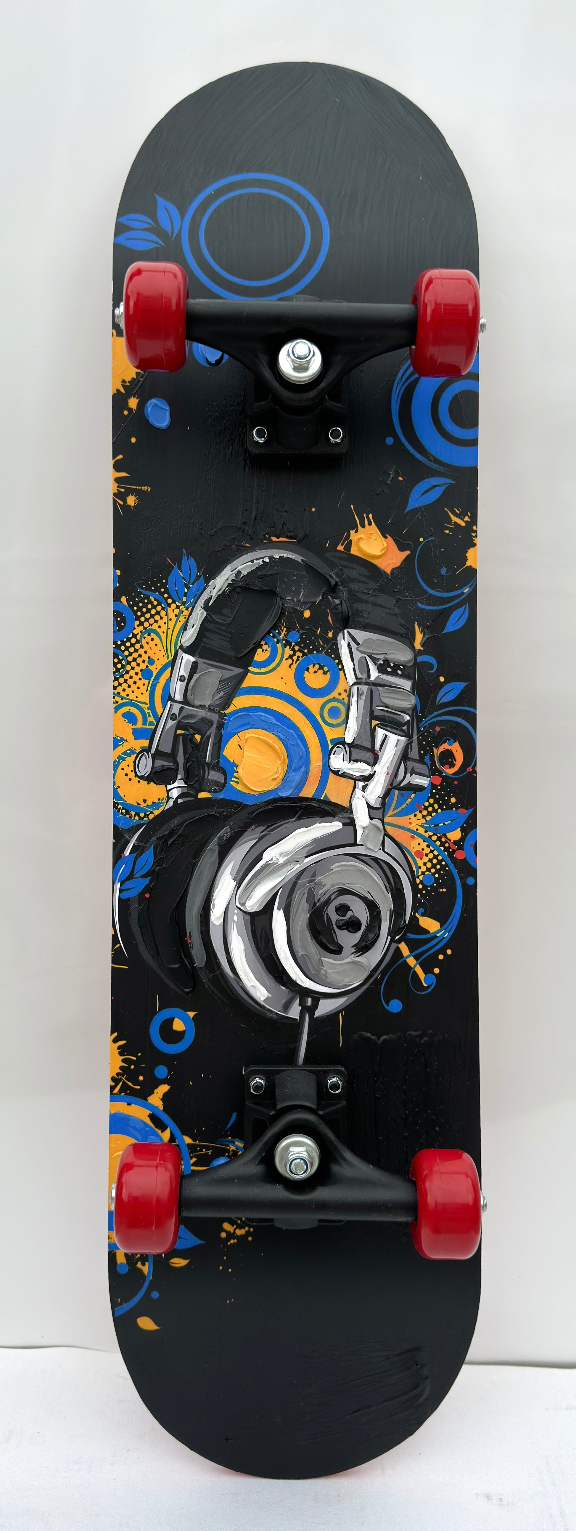 ''Skateboard with Headphone Design'' Hand-painted Skateboard