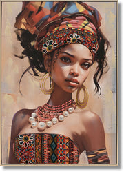 ''Regal Heritage Portrait'' Hand-painted Canvas w/ Fabric in Frame