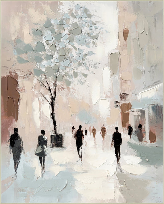 ''City Walk'' Hand-painted Canvas in Frame