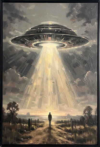 Celestial Arrival Textured Canvas in Frame