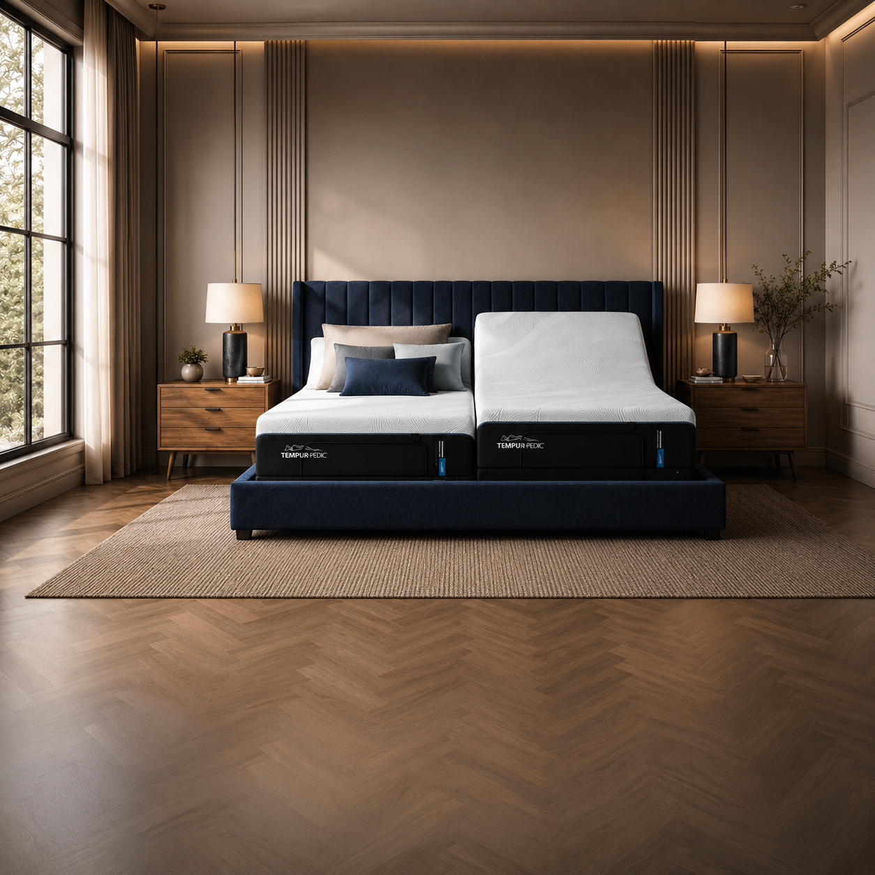 Adjustable mattress in a modern bedroom