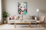 Pop Art Bubblegum Beauty Hand-Painted Gloss Canvas Wall Art