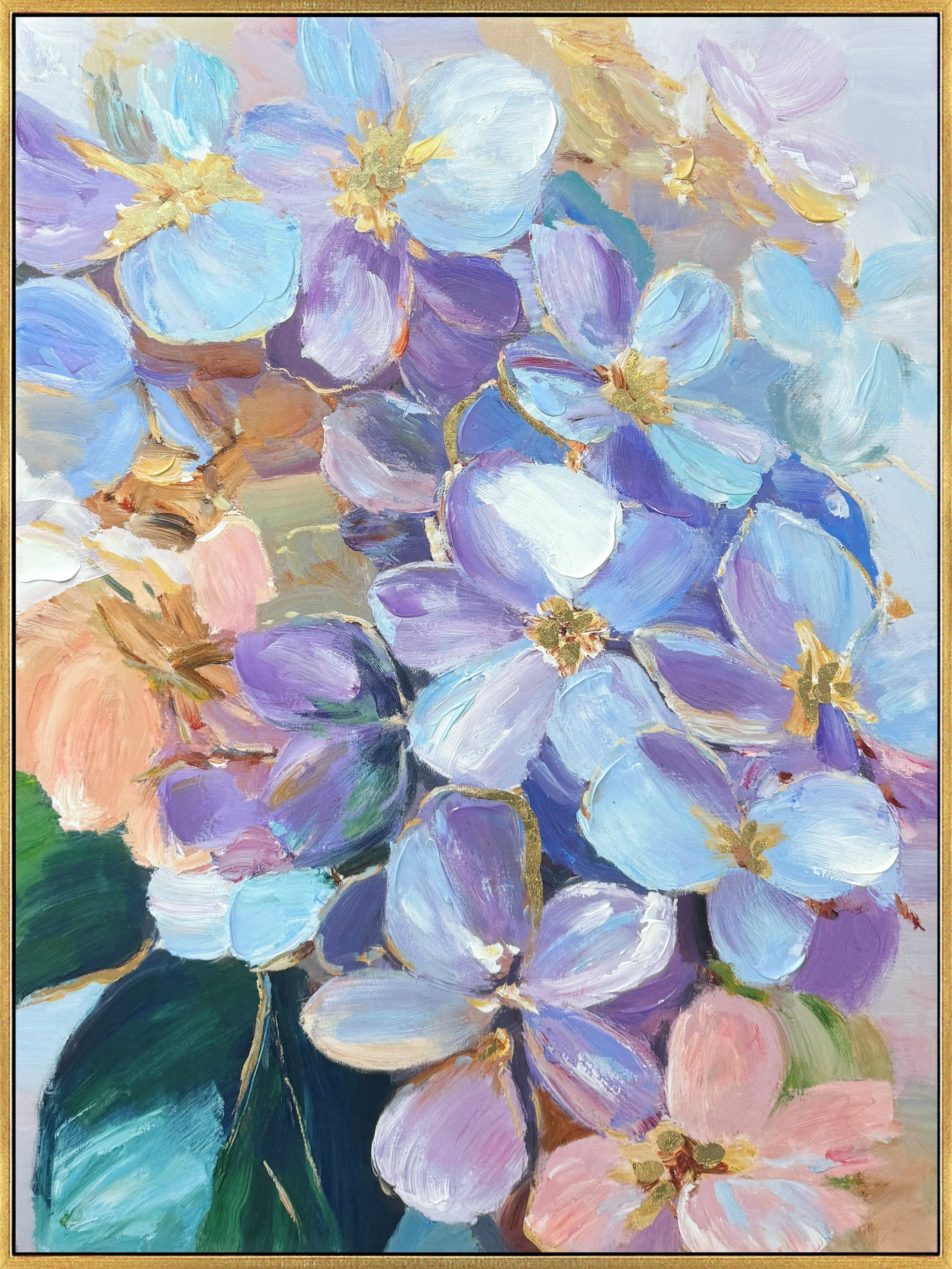 Petal Reverie I Hand-Embellished Canvas in Frame