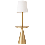 Celestial Modern Floor Lamp with Brass Accent Table with Large White Shade