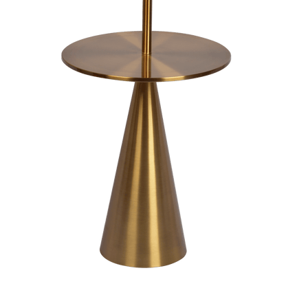 Celestial Modern Floor Lamp with Brass Accent Table with Large White Shade