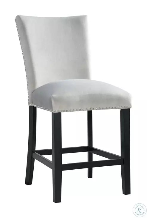 Izmir Gray Velvet Pub Stool