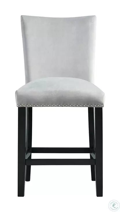 Izmir Gray Velvet Pub Stool