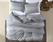 Noah Charcoal Stripe 4PC Queen Comforter Set