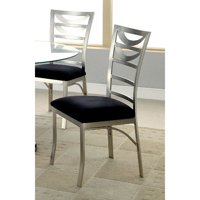 Roxo Side Chair Silver/Black (Set of 2)