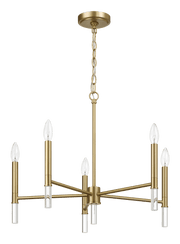 Candelabro de cinco luces de latón dorado con luz de vela, 61 cm de ancho x 45 cm de alto