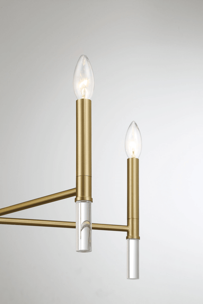 Candelabro de cinco luces de latón dorado con luz de vela, 61 cm de ancho x 45 cm de alto