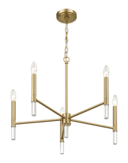 Candelabro de cinco luces de latón dorado con luz de vela, 61 cm de ancho x 45 cm de alto