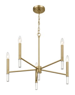 Candelabro de cinco luces de latón dorado con luz de vela, 61 cm de ancho x 45 cm de alto