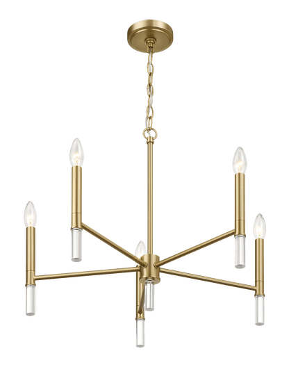 Candelabro de cinco luces de latón dorado con luz de vela, 61 cm de ancho x 45 cm de alto