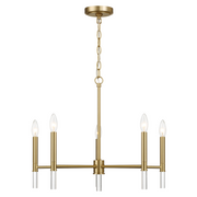 Candelabro de cinco luces de latón dorado con luz de vela, 61 cm de ancho x 45 cm de alto