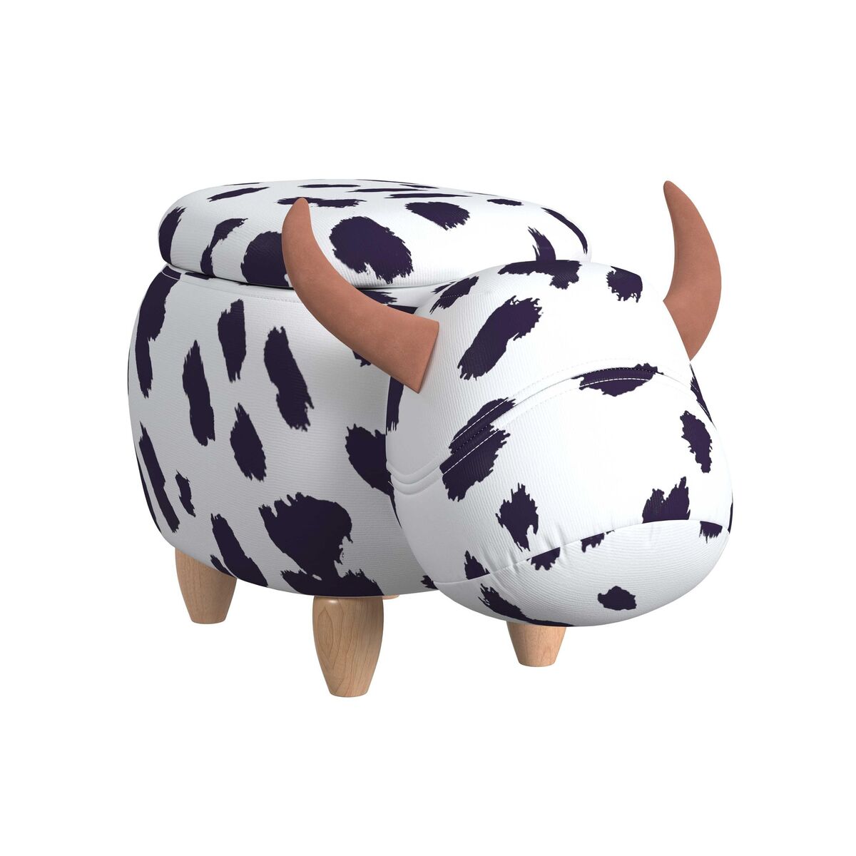 Cow Storage Stool in White and Black