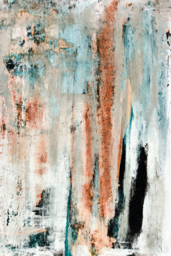 ''Rustic Mist Abstract'' Hand-painted Wrapped Canvas