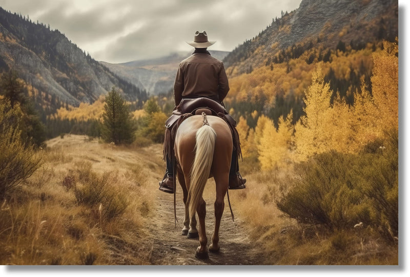''Rider in Autumn Landscape'' Tempered Glass