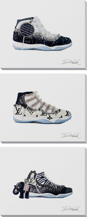 ''Luxe Kicks Couture Triptych'' Hand-painted Wrapped Canvas (set)