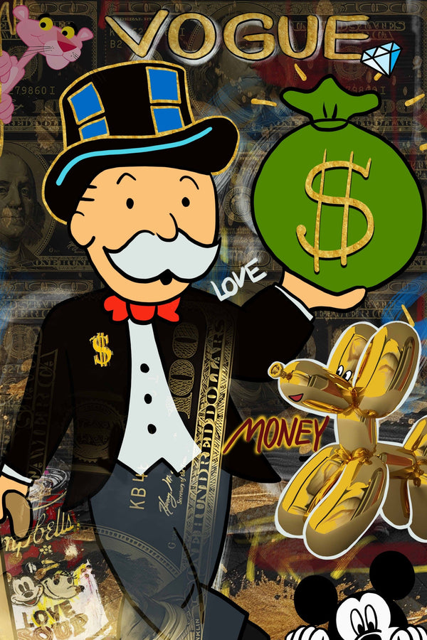 ''Dapper Tycoon Canvas'' Hand-painted Gloss Canvas