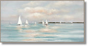 ''Tranquil Regatta Horizon'' Hand-painted Canvas in Frame