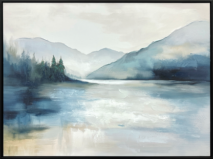 Misty Lakeview I Hand-embellished Canvas in Frame