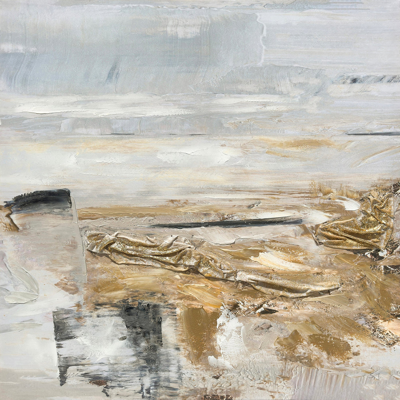 ''Textured Windswept Coastline'' Hand-painted Wrapped Canvas