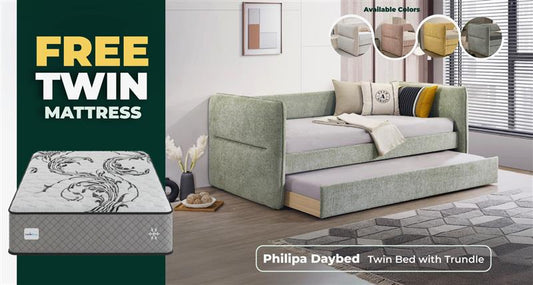 Philipa Daybed with Trundle + Free Twin Mattress