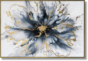 ''Golden Midnight Bloom'' Hand-painted Canvas in Frame