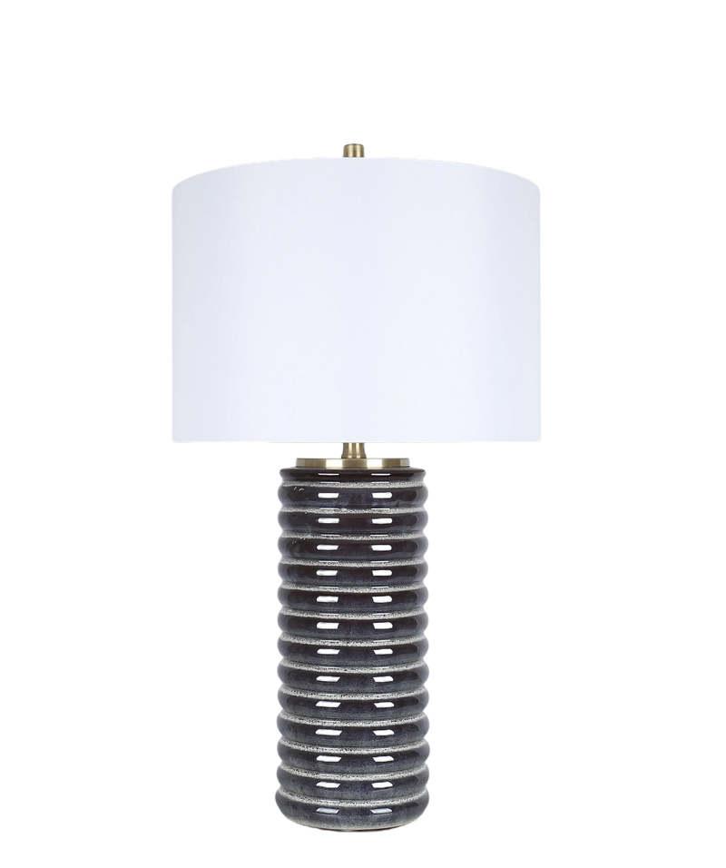 Ripple Charcoal Ribbed Ceramic Table Lamp (Case Pack 2)