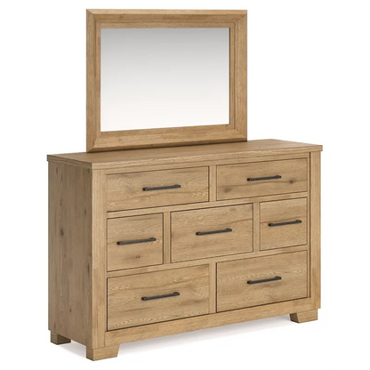 Galliden King Panel Bed with Mirrored Dresser