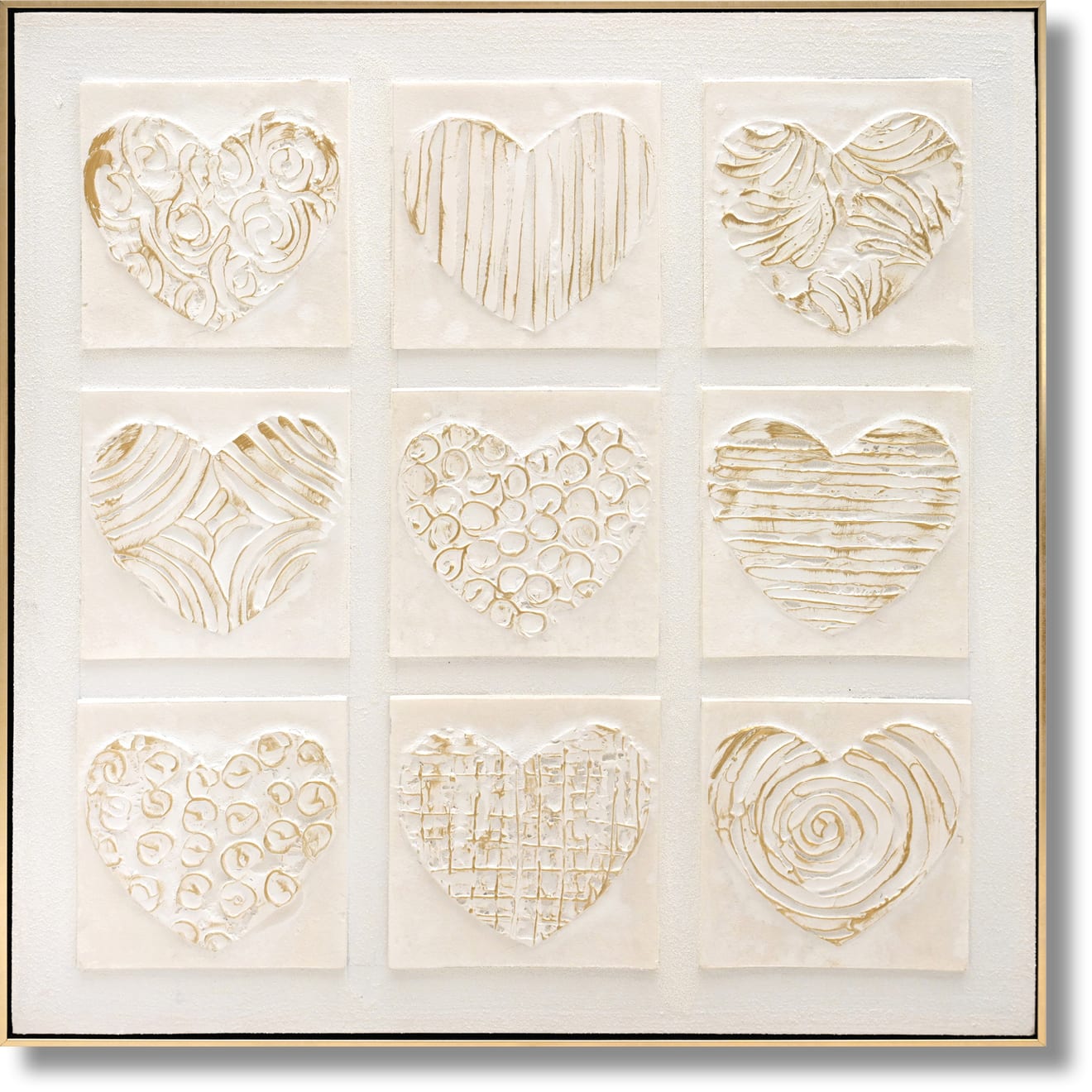 ''Textured Whisper Hearts'' 3D Canvas in Frame