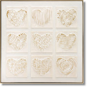 ''Textured Whisper Hearts'' 3D Canvas in Frame
