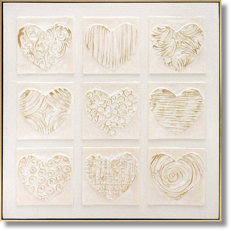 ''Textured Whisper Hearts'' 3D Canvas in Frame