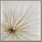 ''Celestial Gold Burst'' Hand-painted Canvas in Frame