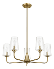 Lámpara de araña Dazzle de cinco luces con cristal transparente - Latón satinado