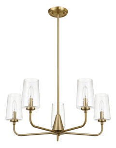 Lámpara de araña Dazzle de cinco luces con cristal transparente - Latón satinado