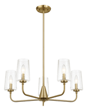 Lámpara de araña Dazzle de cinco luces con cristal transparente - Latón satinado
