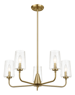 Lámpara de araña Dazzle de cinco luces con cristal transparente - Latón satinado