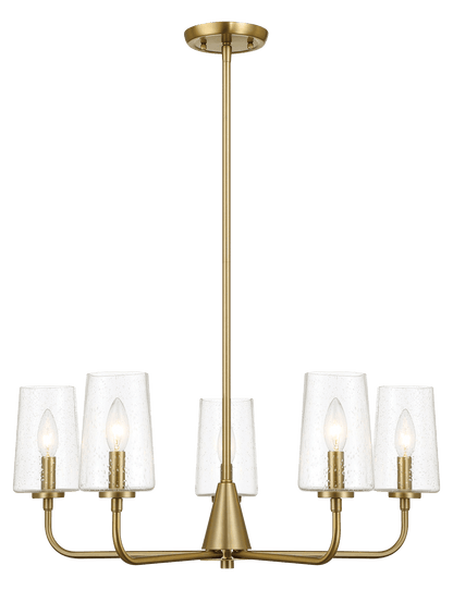 Lámpara de araña Dazzle de cinco luces con cristal transparente - Latón satinado