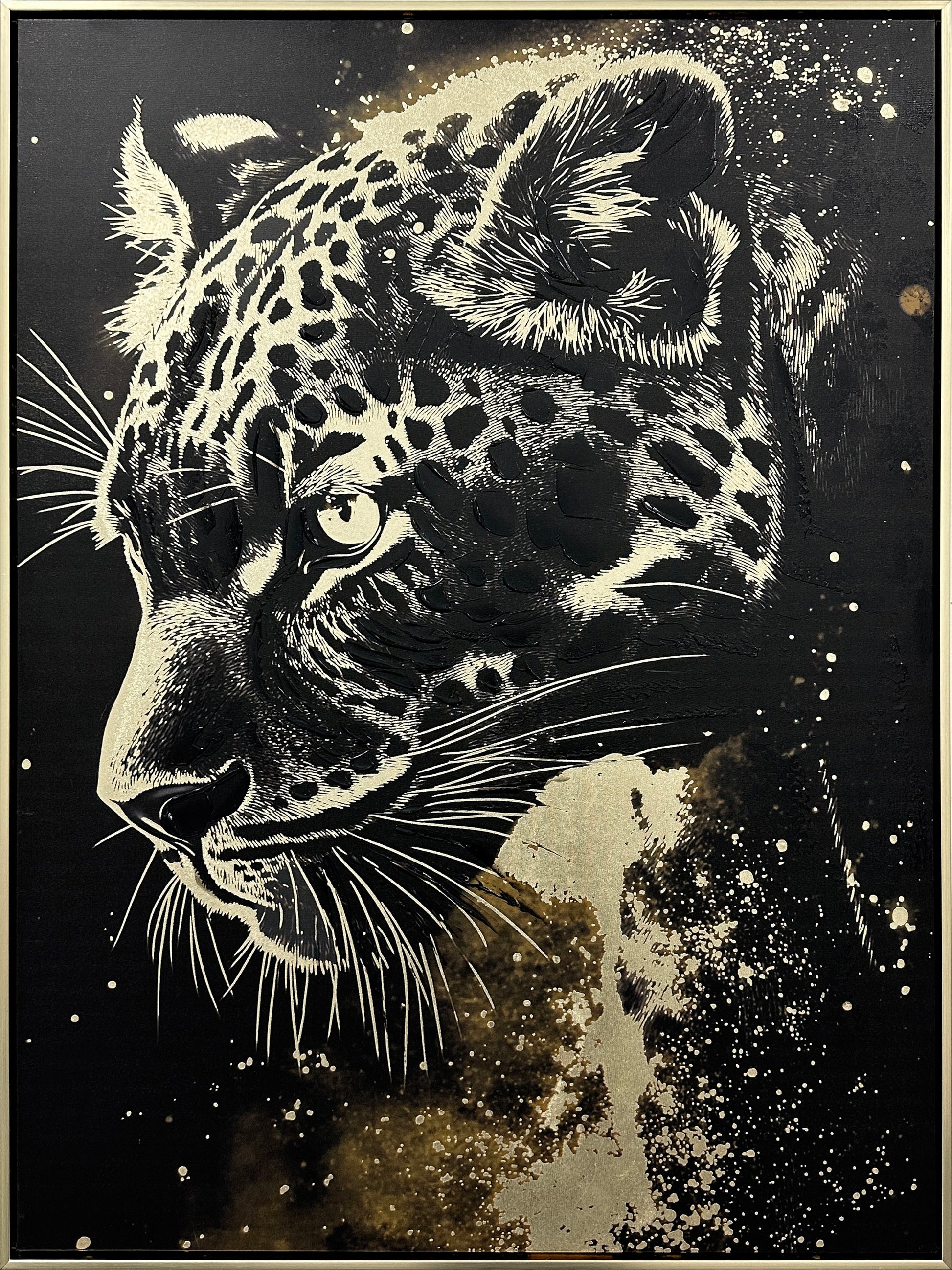 Midnight Prowl Hand-Embellished Canvas w/Foil in Frame