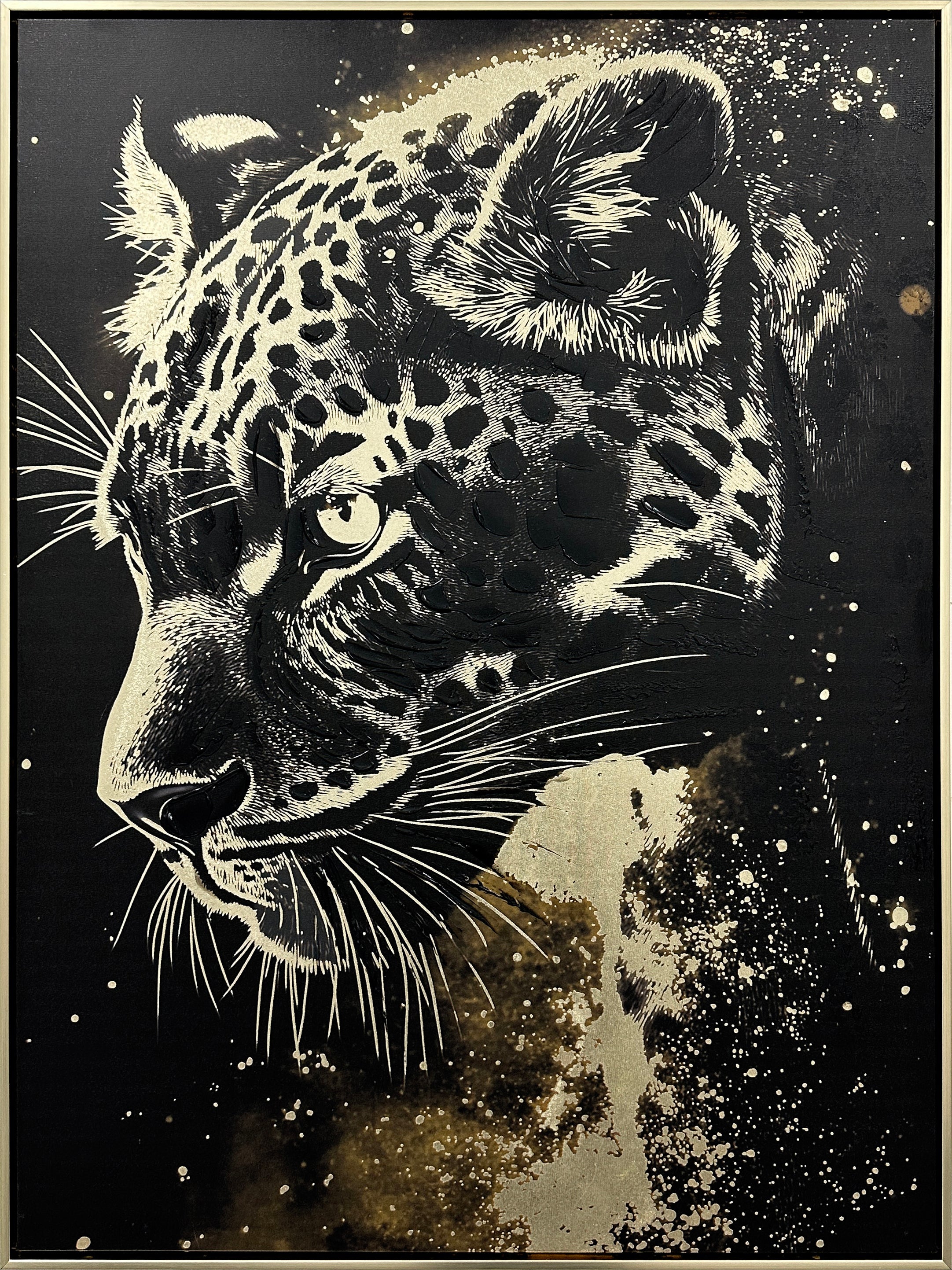 Midnight Prowl Hand-Embellished Canvas w/Foil in Frame