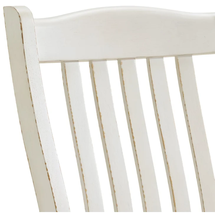 Bellevue Slat Back Counter Side Chair with Beige Fabric in Antique White