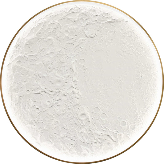 Lunar Relief Hand-Painted LED Canvas in Frame