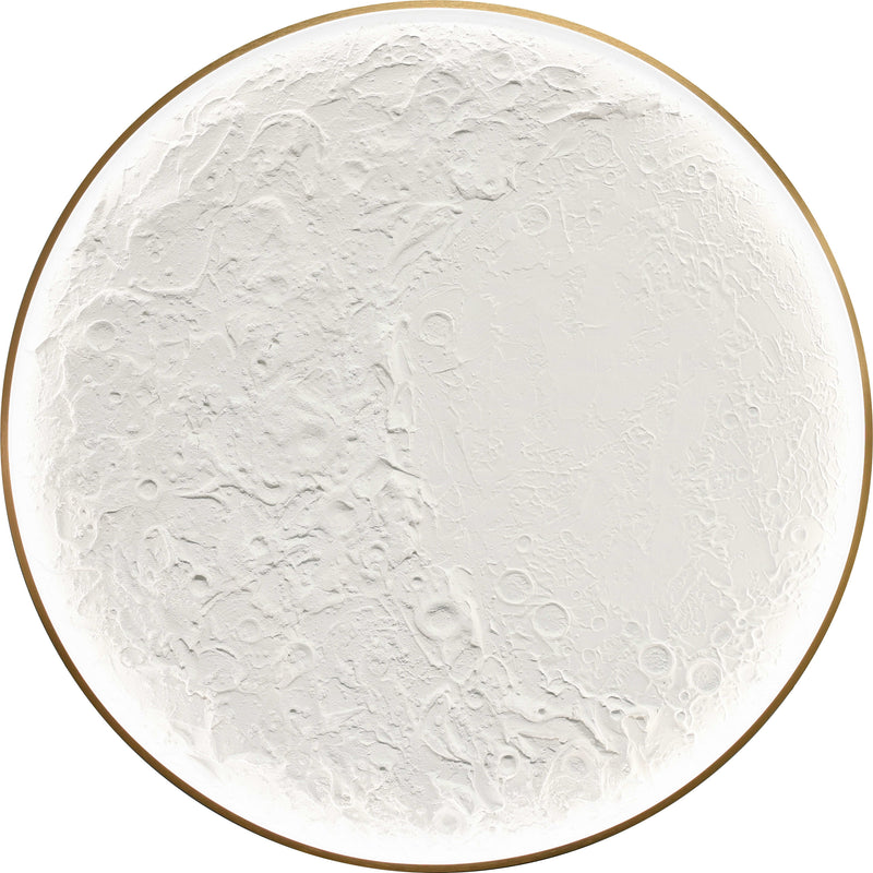 Lunar Relief Hand-Painted LED Canvas in Frame