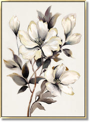 ''Gilded Whisper Floral'' Hand-painted Canvas in Frame