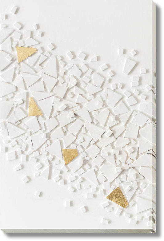 ''Gilded Shards Modern Mosaic'' Hand-painted 3D Canvas