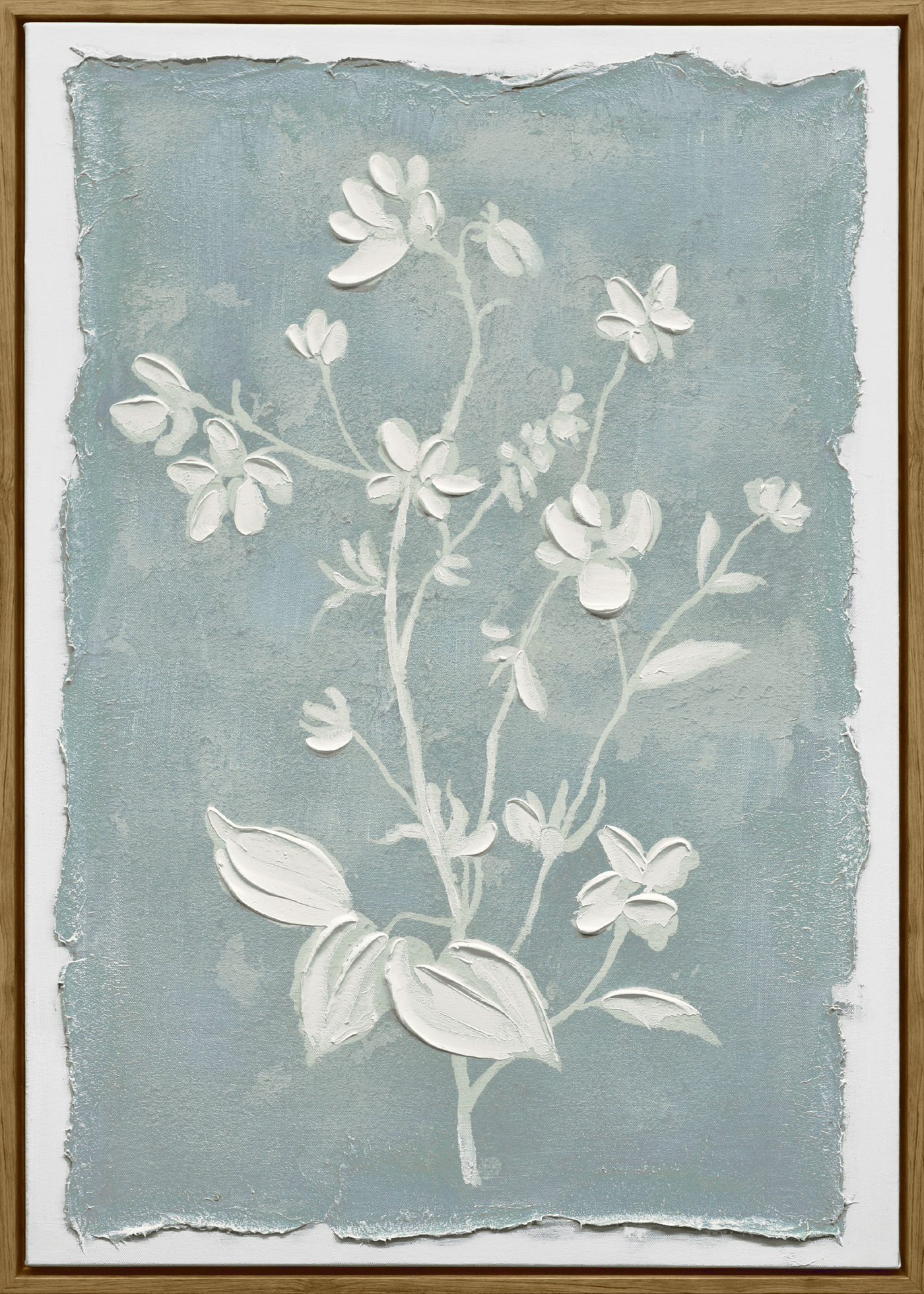 Whispering Blooms I Hand-embellished Canvas in Frame